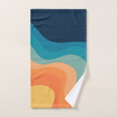 レトロスタイル波装飾 バスタオルセット (ハンドタオル)