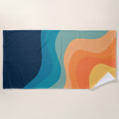 レトロスタイル波装飾 ビーチタオル (正面)