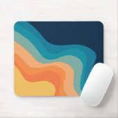 レトロスタイル波装飾 マウスパッド (マウス)