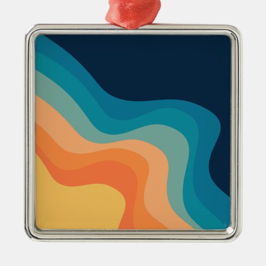 レトロスタイル波装飾 メタルオーナメント (正面)