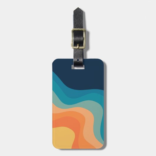 レトロスタイル波装飾 ラゲッジタグ (正面縦)