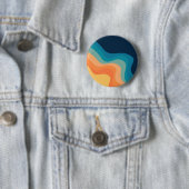 レトロスタイル波装飾 缶バッジ (インサイチュ)