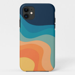 レトロスタイル波装飾 iPhone 11 ケース