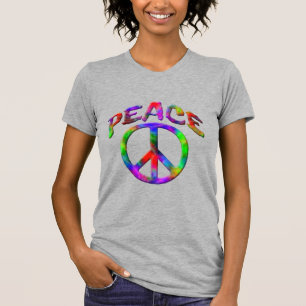 レトロスタイル絞り染めピースサインピースシャツ Tシャツ