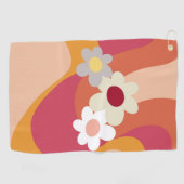 レトロスタイル花と波 ゴルフタオル (横)