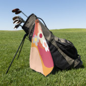 レトロスタイル花と波 ゴルフタオル (グリーン)