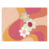 レトロスタイル花と波 テーブルクロス (正面(横))