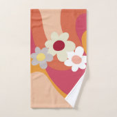 レトロスタイル花と波 バスタオルセット (ハンドタオル)