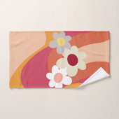 レトロスタイル花と波 バスタオルセット (ハンドタオル)