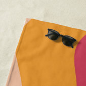 レトロスタイル花と波 ビーチタオル (インサイチュ)