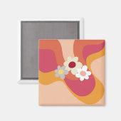 レトロスタイル花と波 マグネット (正面/裏面)