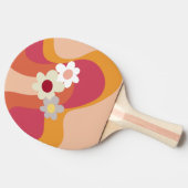 レトロスタイル花と波 卓球ラケット (横)