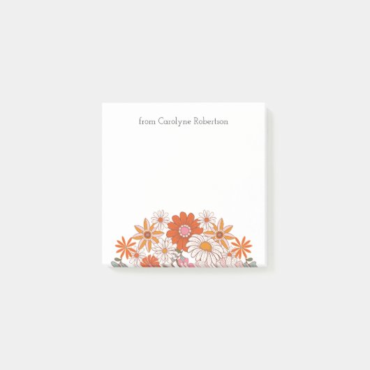 レトロスタイル花 – 名前をカスタムするポストイットノート ポストイット (正面)