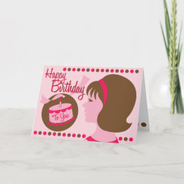 レトロスタイル誕生日ガール – グリーティングカード