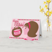 レトロスタイル誕生日ガール – グリーティングカード (黄色い花)