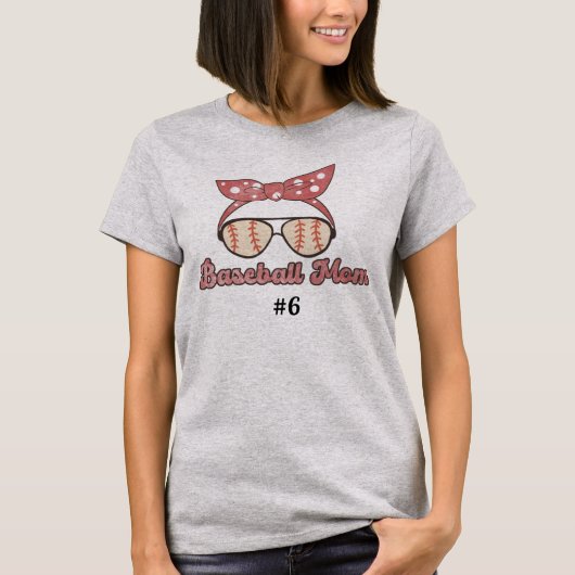 レトロスタイル野球ママ Tシャツ (正面)