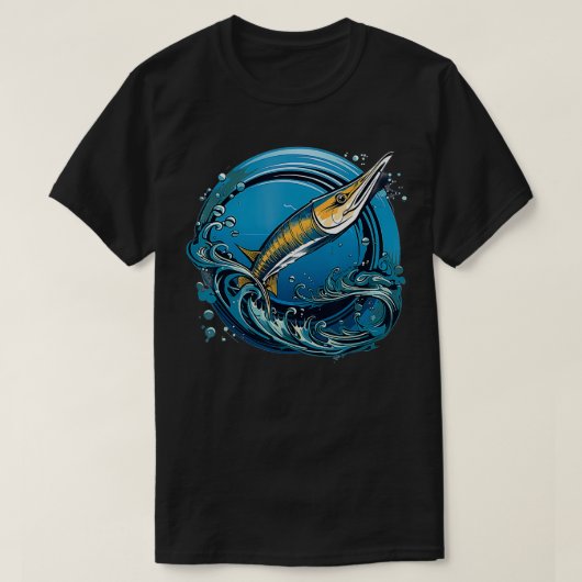 レトロスタイル針魚 Tシャツ (デザイン正面)