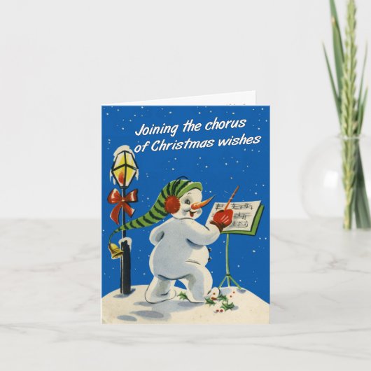 レトロスタイル雪だるまクリスマスカード シーズンカード (正面)