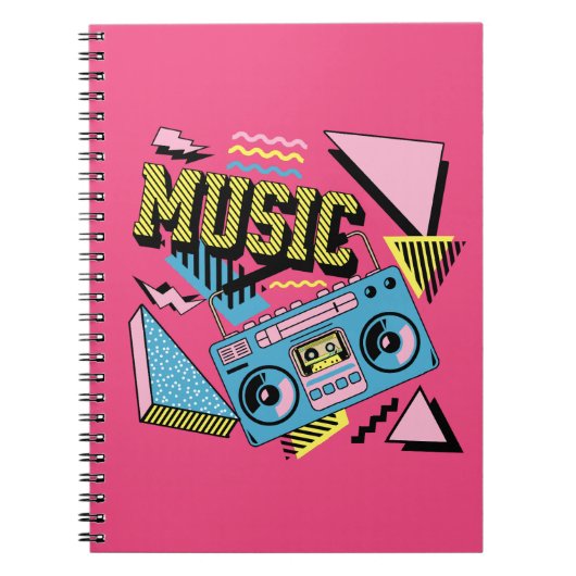 レトロスタイル音楽ボックスデザイン ノートブック (正面)
