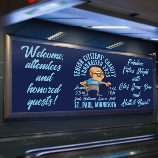 レトロスタイル高齢者のチャリティー 横断幕