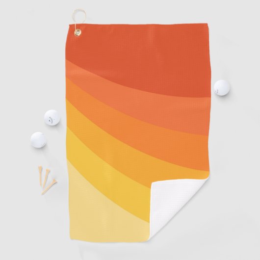レトロスタイル黄色とオレンジ色の太陽光線デザイン ゴルフタオル (インサイチュ)