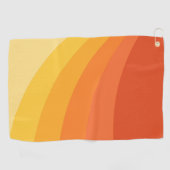 レトロスタイル黄色とオレンジ色の太陽光線デザイン ゴルフタオル (横)