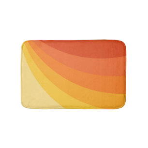 レトロスタイル黄色とオレンジ色の太陽光線デザイン バスマット