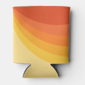 レトロスタイル黄色とオレンジ色の太陽光線デザイン 缶クーラー (正面)