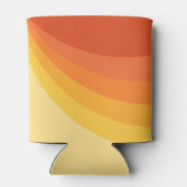 レトロスタイル黄色とオレンジ色の太陽光線デザイン 缶クーラー (裏面)