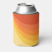 レトロスタイル黄色とオレンジ色の太陽光線デザイン 缶クーラー (缶裏面)