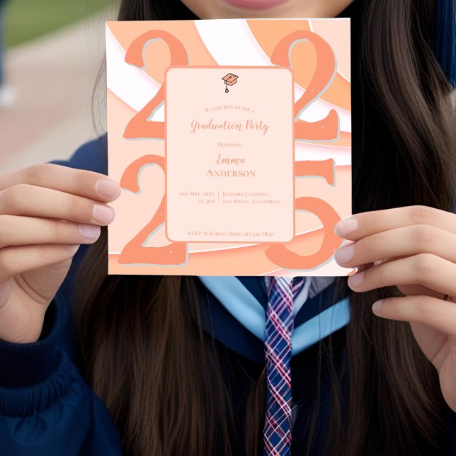 レトロスタイル2025年度卒業パーティー招待状 (Retro Style Class of 2025 Graduation Party Invite)