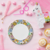 レトロスタイル3の花柄 ペーパープレート (パーティー)