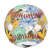 レトロスタイル3モノグラム花柄 野球ボール (裏面)