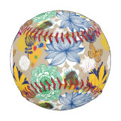 レトロスタイル3モノグラム花柄 野球ボール (正面)