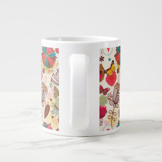 レトロスタイル4の花柄 ジャンボコーヒーマグカップ (裏面)
