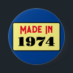 レトロスタイル50th birthday badge 1974 缶バッジ<br><div class="desc">これは誕生日ピンバッジスタイリッシュのための本当に素敵なデザインである。</div>