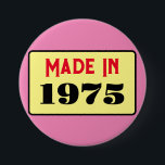 レトロスタイル50th birthday badge 1975 缶バッジ<br><div class="desc">これは誕生日ピンバッジスタイリッシュのための本当に素敵なデザインである。</div>