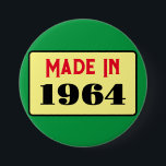 レトロスタイル60th birthday badge 1964 缶バッジ<br><div class="desc">これは誕生日ピンバッジスタイリッシュのための本当に素敵なデザインである。</div>