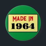 レトロスタイル60th birthday badge 1964 缶バッジ<br><div class="desc">これは誕生日ピンバッジスタイリッシュのための本当に素敵なデザインである。</div>