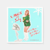 レトロスタイル7月の飲み物ナプキンのクリスマス。 スタンダードカクテルナプキン (正面)