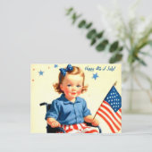 レトロスタイル7月4日はがき ポストカード (スタンド正面)