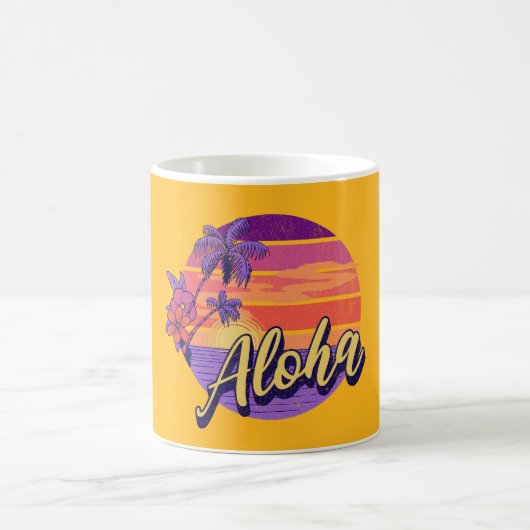レトロスタイル「アロハ文字デザイン」 コーヒーマグカップ (中央)