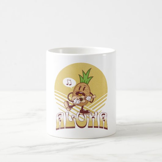 レトロスタイル「アロハ文字デザイン」 コーヒーマグカップ (中央)