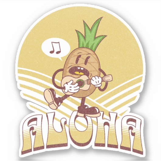 レトロスタイル「アロハ文字デザイン」 シール (正面)