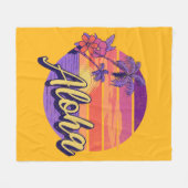 レトロスタイル「アロハ文字デザイン」 フリースブランケット (正面(横))