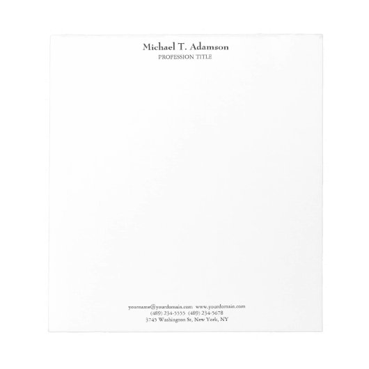 レトロスタイル エレガント シンプル 白 ノートパッド (正面)