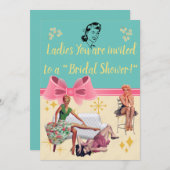 レトロスタイル「ブライダルシャワー」招待状 招待状 (正面/裏面)