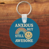 レトロスタイル「不安だが静止素晴らし」 キーホルダー (正面)