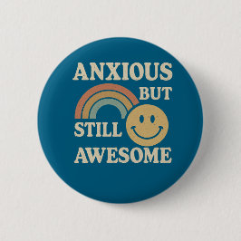 レトロスタイル「不安だが静止素晴らし」 缶バッジ