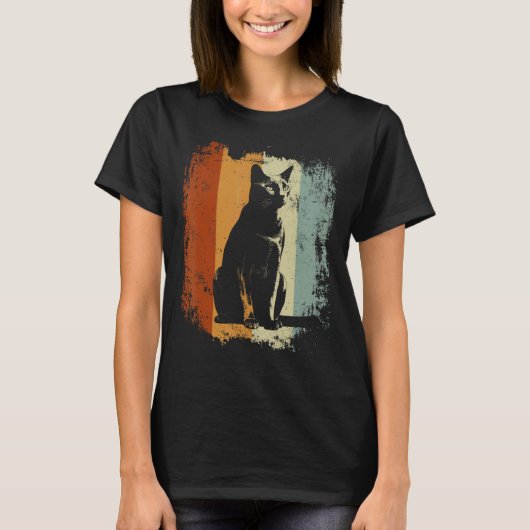 レトロスタイル 猫 ロシアンブルー Tシャツ (正面)